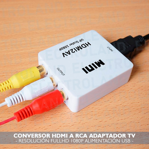 para PS4 Convertidor Adaptador HDMI a RCA AV CVBS 1080P color blanco LESHP NO al revés 
