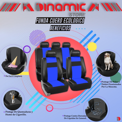 Imagen 3 de 5 de Kit Funda Asientos Auto Cuero Eco + Cubre Volante/cinturones