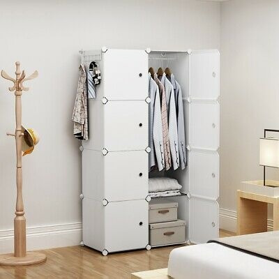 Mueble Multifuncion De 8 Estantes Con Perchero - Ropero