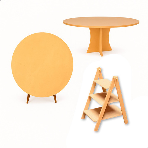 Mini Kit Decoração Mdf Cru Arco Boleira Escada Festa