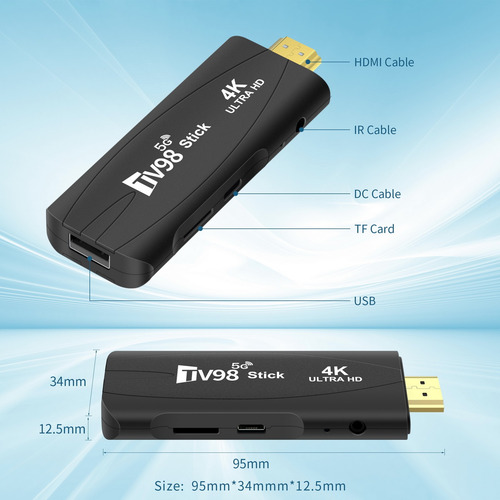 Tv Stick Android 4k Tv98 2gb + 16gb Smart Tv Box Wifi 5g
