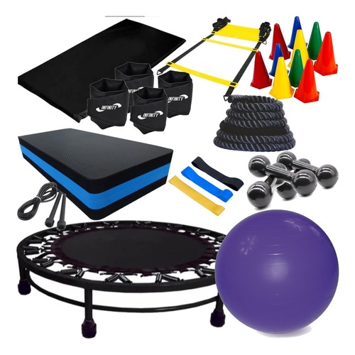 Kit Funcional C/ Mini Jump + Escada Agilidade+acessórios Fit