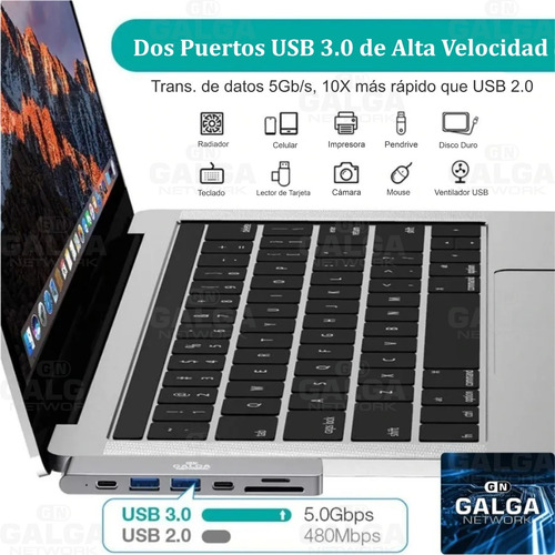Adaptador Macbook Pro Air 13 15 Usb C Hub Hdmi Micro Sd 7-1
