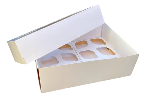 Caja Blanca 1 Unid C/ Visor Y Soporte 12 Cupcakes Muffins