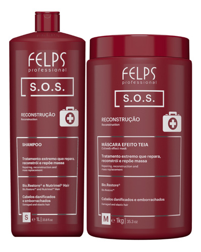 Felps Sos Kit Shampoo 1 Litro + Máscara 1kg 