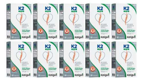 Kit 10 Vitamina K2 120mg 100% Idr 30capsulas - Katigua Neutro