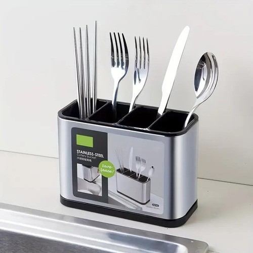 Escurridor De Cubiertos Organizador Utensilios Acero Platead