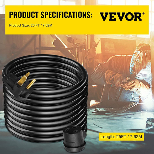Cable Extensor Vevor, 30amp, 250v, Apto P/ Soldador, Cal. 10
