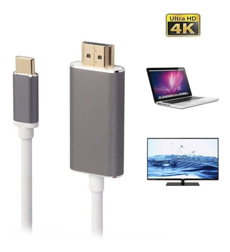 Imagen 7 de 10 de Cable Usb C Hdmi 4k Ultra Hd Reforzado Puntas Aluminio