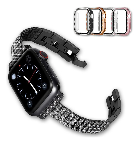Malla Correa Para Apple Watch Metalica Muchos Talles Negro 3.8 Cm
