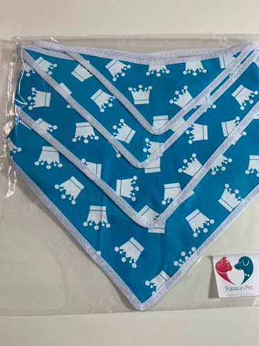 Bandana Pet Tema Reizinho- Coroa Azul - 4 Unidades