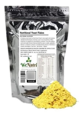 Levedura Nutricional Yeast Flakes Nutritional 500g Wenutri