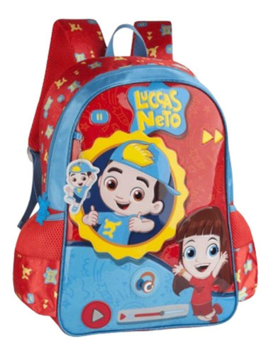 Mochila De Costas Ampla Luccas Neto Youtuber Escolar Cor Vermelho