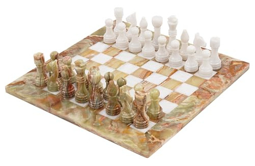Radicaln Marble Chess Set 15 Pulgadas Green Onyx &amp; White
