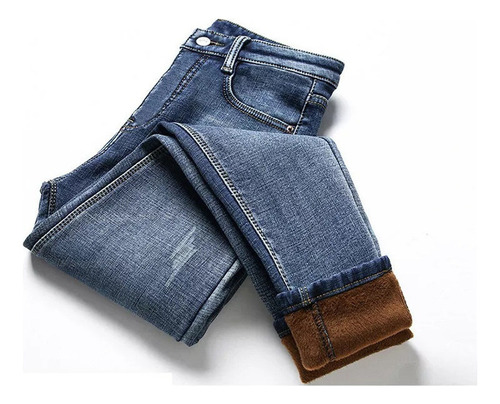 Jeans De Cintura Alta Para Mujer Con Forro Polar Térmico .