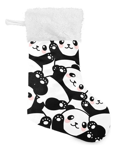 Un Oso Medias De Navidad Lindo Panda Negro Guantes Blancos R