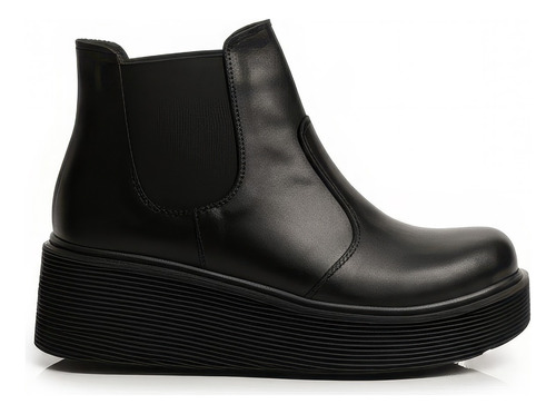 Botas Mujer Botinetas Plataforma Cuero Caña Elastico Marcia