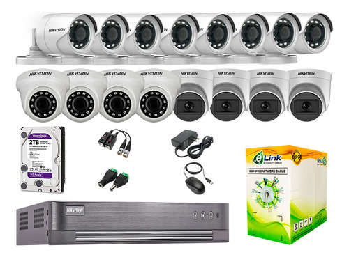 Cámaras De Seguridad Kit 16 Full Hd Hikvision 4 Camara Audio