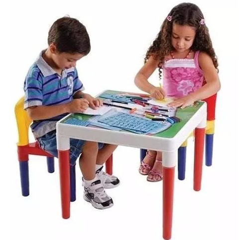 Mesinha Mesa Escolar Infantil Atividades Com 2 Cadeiras