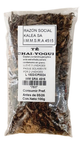 Te Chai Yogui 100 G Lleve 3 Pague Solo Por 2(ver Desc)