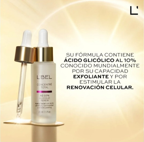 L'bel Serum Con Acido Glicólico Exfoliante Efecto Peeling Todo Tipo De Piel Noche