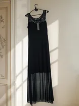 Comprar Vestido Largo Fiesta Encaje Gasa Brillo Doble Falda