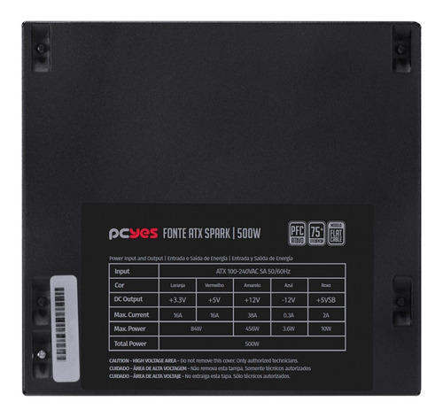 Imagem 3 de 4 de Fonte Atx 500w Spark 75+ - Pfc Ativo - Cabos Flat -