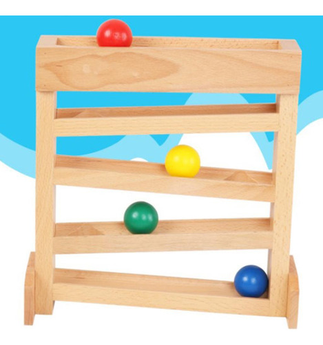 Rampa De Bola De Madera Racer Con 4 Bolas Mini Carrera De