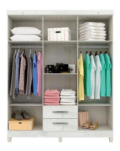 Imagem 4 de 4 de Cômoda E Guarda Roupa 6 Portas Ternura Baby Branco Brilho