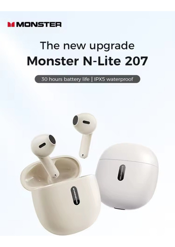 Audífonos Tws Monster N-lite 207 Bluetooth 5.4 Black