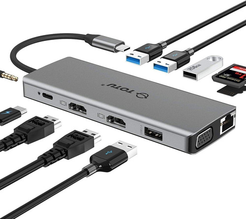 Concentrador Usb C, Totu 13 En 1 Tipo C Con Ethernet, 4k Usb