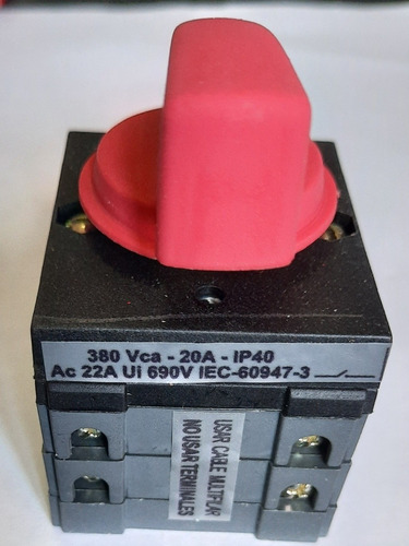 Imagen 2 de 4 de Llave Red/grupo 1-0-2 Bipolar 20a 380vcc