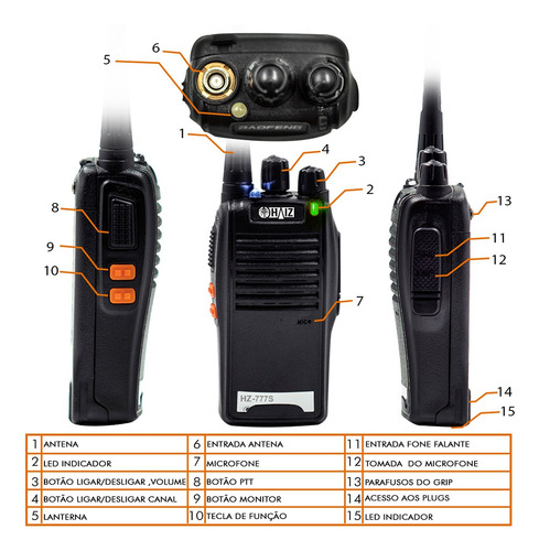 Imagem 9 de 9 de Kit 04 Radios Haiz Hz-777s Vhf/uhf 16 Canais Comunicador