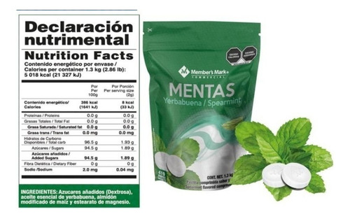 Mentas Member´s Yerbabuena 419 Sobres Mentitas Refresca