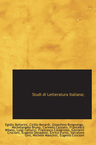 Libro: Studi Di Letteratura Italiana; (italian Edition)