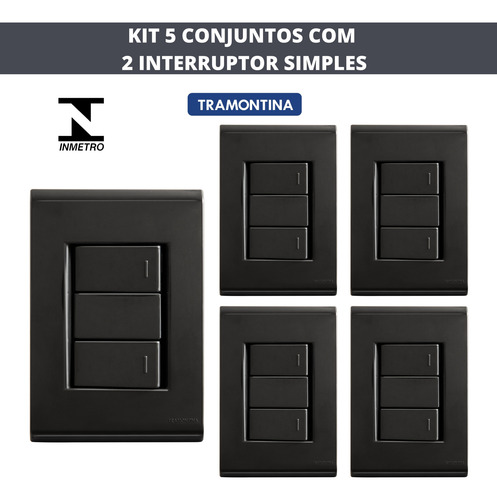 Kit Com 5 Cj 4x2 Com 2 Teclas Simples Liz Grafite Tramontina