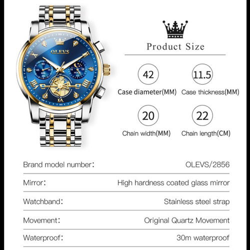 Reloj De Cuarzo Olevs Luminous Business Con Cronógrafo