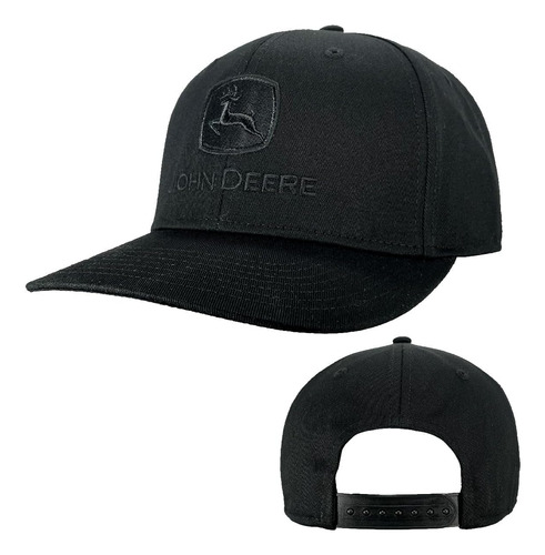 Gorra Snapback Ajustable De 6 Paneles De John Deere En Negro