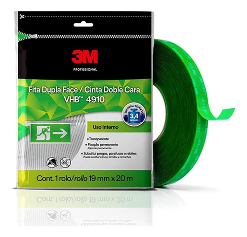 Kit 100 Fita Dupla Face 3m Vhb 4910 19mm X 20 Metros