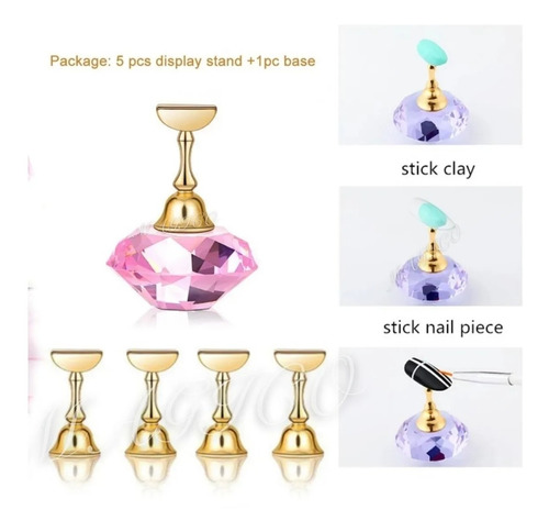 Apoya Tips Diamante + 5 Imanes Exhibidores Decoracion Nails