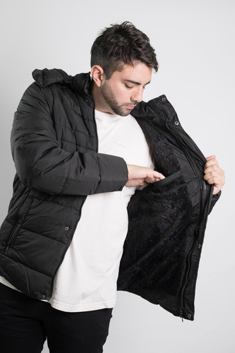 Campera Invierno Chaleco Piel Puffer Demontable Capucha