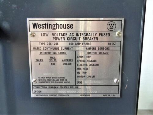 Westinghouse Dls-206 Low-voltage Ac Integrally Fused Pow Ttv
