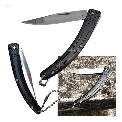 Canivete Faca Bolso Multiuso Discreto Afiado Defesa Mulher Cor Preto