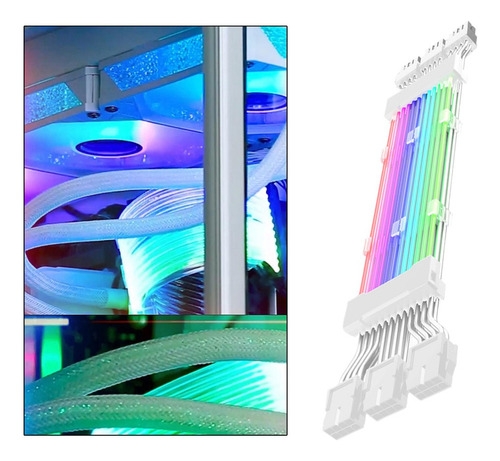 - Para Cabo De Extensão Rgb 24pin 2x8pin 3x8pin Rgb Branco