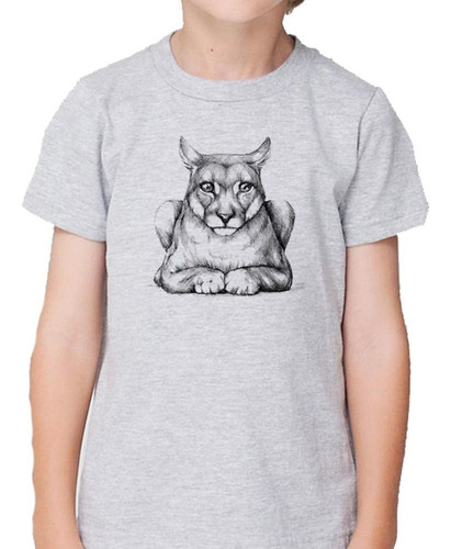 Remera De Niño Puma Dibujo Lapiz Art