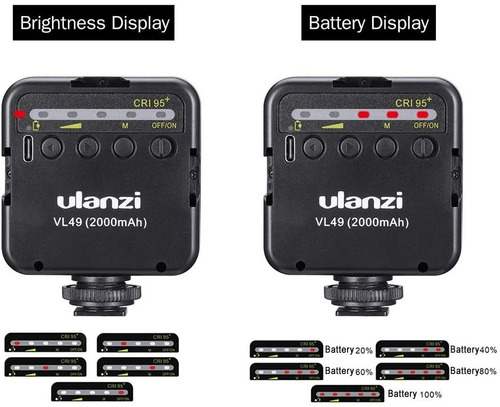 Imagen 7 de 9 de Luz Led Ulanzi Vl49 6w 800lm Bateria 2000mah / Zapatas Extra