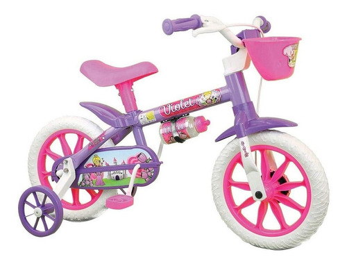 Bicicleta Bike Infantil Meninas Aro12 Violet Nathor.