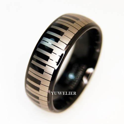 Par Anillos De Tungsteno Piano Keys Pareja Matrimonio