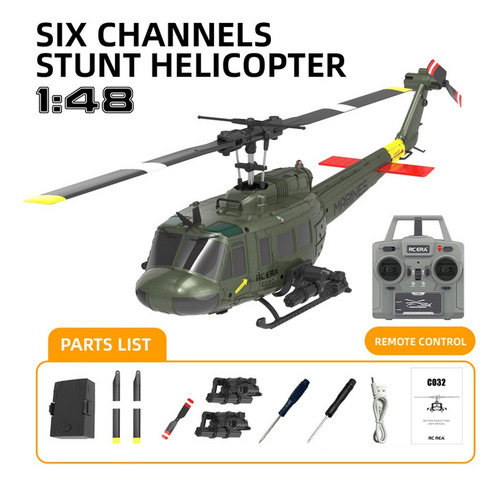 Helicóptero Rc Uh-1 1:48 - 6 Canales, Giroscopio 6 Ejes