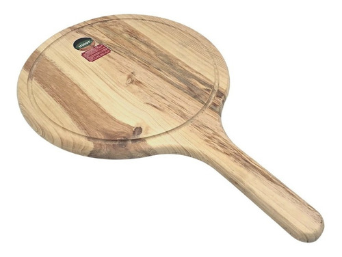 Plato Para Pizza Con Mango, De Madera 42cm, Marca Incor.